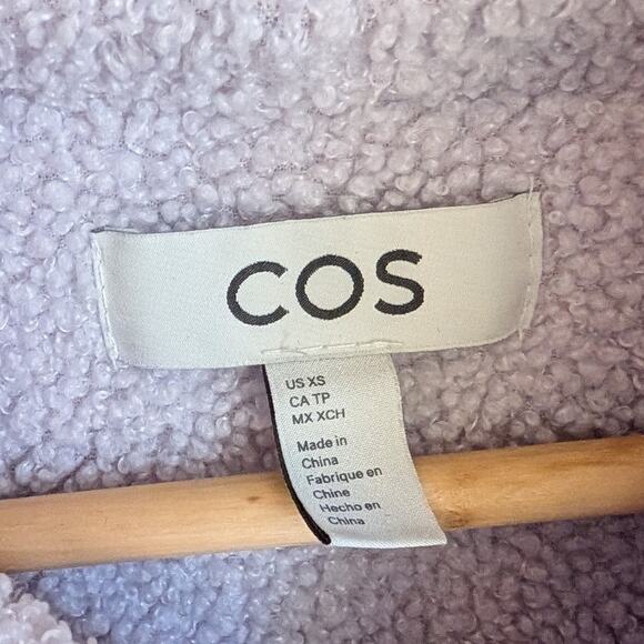 COS Lilac Teddy Fleece Long Sleeve Half Zip High Neck Tunic Dress, size XS - Picture 3 of 7